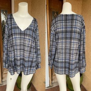 Calvin Klein Plaid Pullover Blouse (XL)